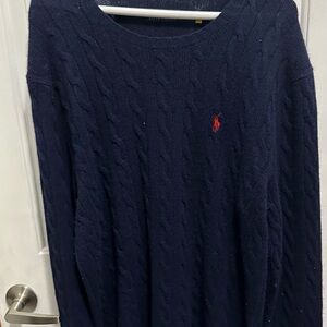 WORN ONCE Ralph Lauren Men's Dark Blue Cable Knit Sweater